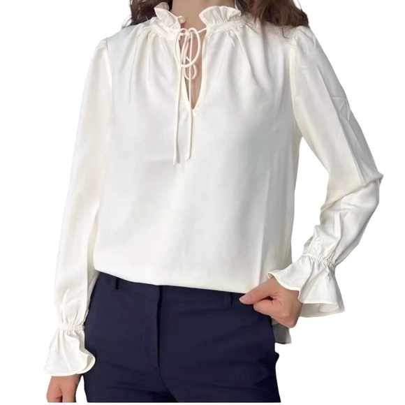 J. Crew - NWT Gathered Ruffle Drapery Top Blouse Sz S - Picture 1 of 7